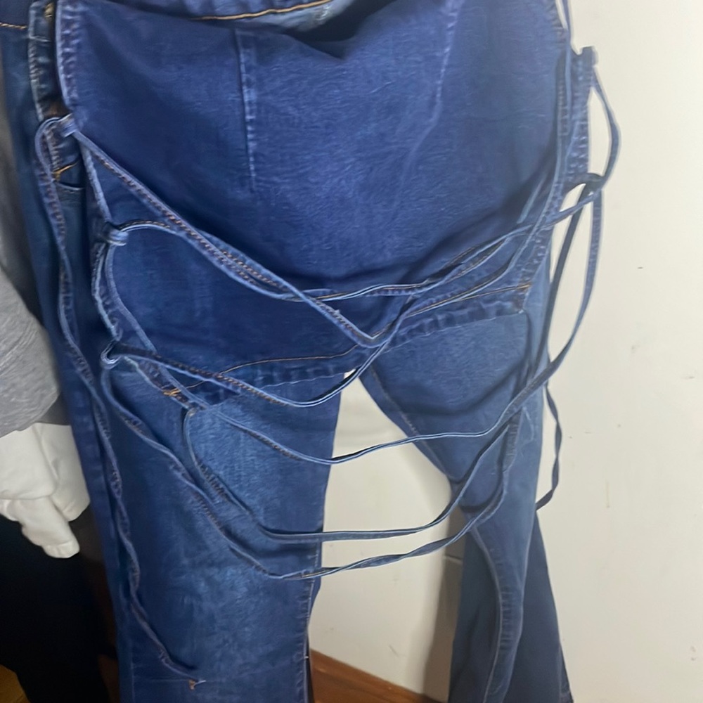 Jumpsuit from fashion nova laced back all denim stretch